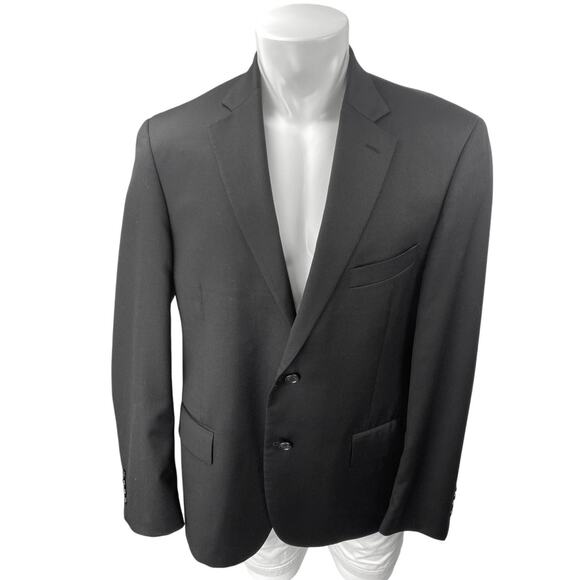 Nordstorm 100% Wool Men's Black Long Sleeve Button Blazer Sports Coat Jacket 44R